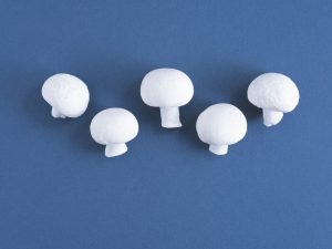 white round wall decor on blue wall